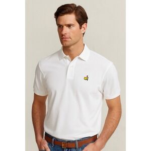 VTG 90s Masters Collection Polo Shirt Men L White 100% Pima Cotton Golf Augusta